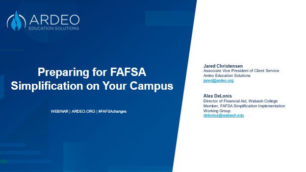 Webinar: Preparing For Fafsa Simplification On Your Campus